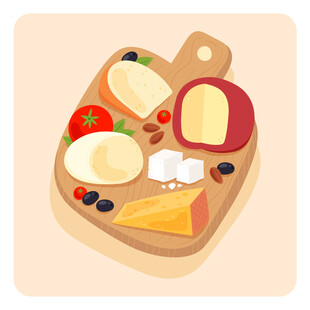 美味多样的奶酪拼盘