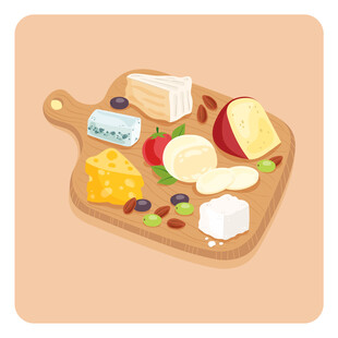 美味奶酪拼盘与水果