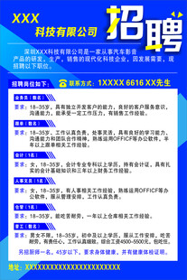 蓝色科技招聘海报
