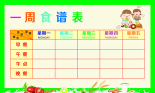 幼儿园儿童食谱展板