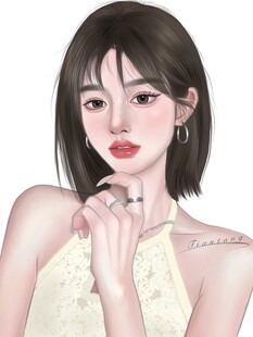 自画半厚涂人像