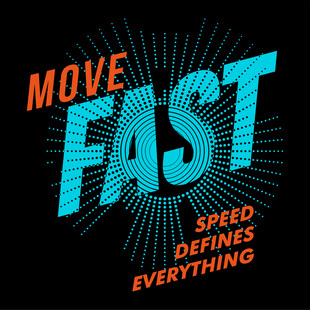 动感快速主题文字T恤设计图案