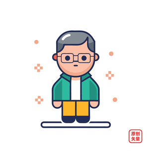 戴眼镜的老年男性形象