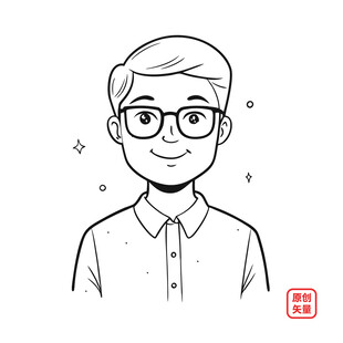戴眼镜微笑的男士形象
