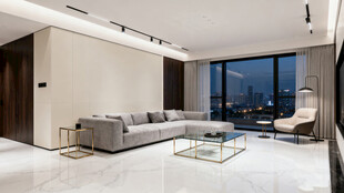 现代简约风豪华客厅夜景