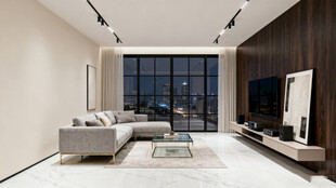 现代简约风格客厅夜景