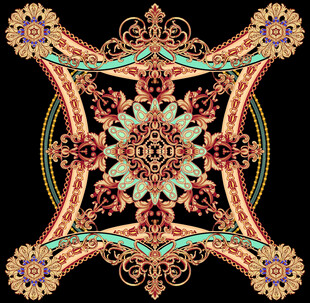 精美复古风对称花纹图案