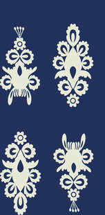 蓝色背景精致白色花纹图案