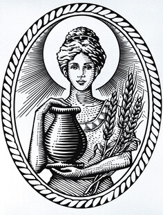 手持陶罐麦穗的古典女性