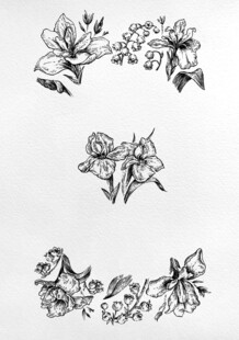 花卉图案黑白矢量素材