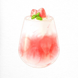 西瓜奶昔插画清新美味