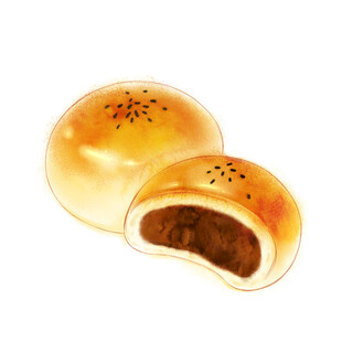 美味豆沙酥饼插画