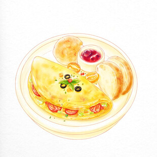 美味蛋包饭插画