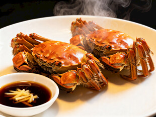 清蒸大闸蟹配蘸料