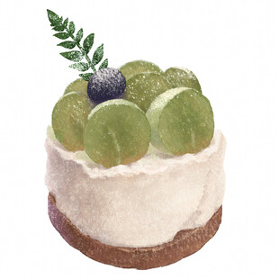 水彩风猕猴桃奶油小蛋糕