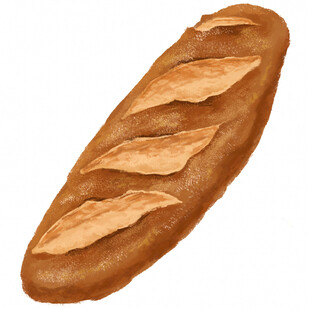 法式长棍面包水彩插画