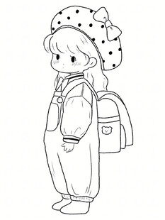 背着书包的可爱小女孩