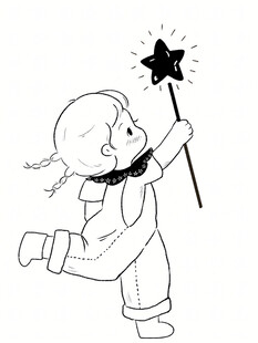 小女孩挥舞魔法棒玩耍