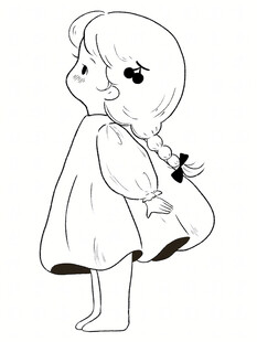 扎蝴蝶结的可爱小女孩