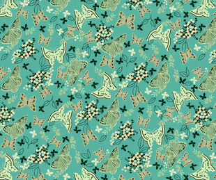 蓝绿色调花卉图案纹理