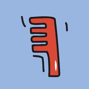 红色卡通梳子插画