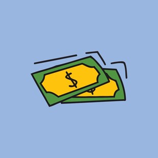 两张带美元符号的钞票