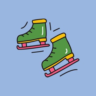 绿色卡通溜冰鞋