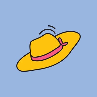 黄色宽边帽插画