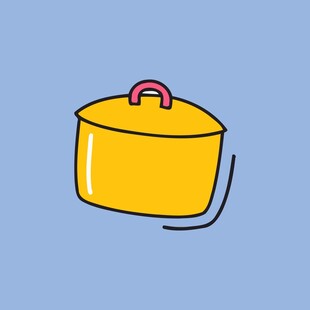 黄色带盖烹饪锅插画