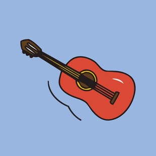 红色吉他插画