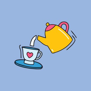 茶壶倒水进爱心茶杯