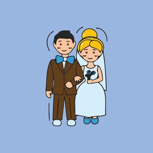 卡通风格新婚夫妇形象