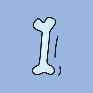 卡通风格骨头形状数字1