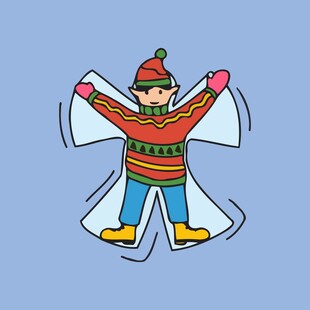 冬日欢乐玩雪的卡通小孩