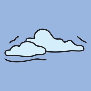 手绘风格的简约云朵图案