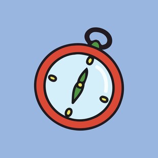 卡通风格红色圆形指南针