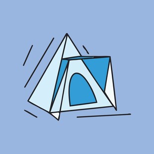 简约风户外露营帐篷插画
