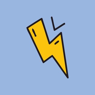 手绘黄色闪电图标