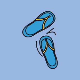 蓝色人字拖动态插画