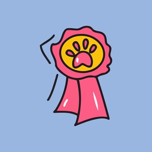 粉色宠物奖章插画