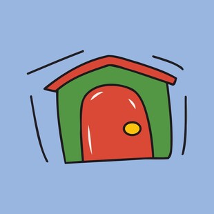 手绘卡通风格宠物小房子