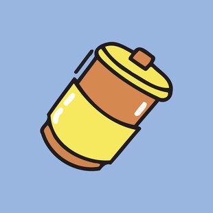 卡通风格圆柱形罐子