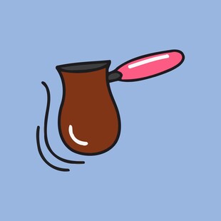 卡通风格的棕色咖啡壶