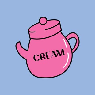 粉色奶油茶壶插画