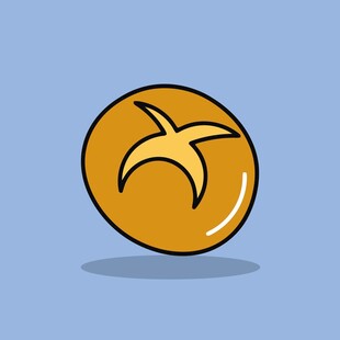 卡通风格的黄色圆形果实