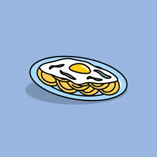 盘中煎蛋配薯片