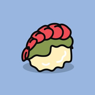 卡通风格美味虾肉寿司