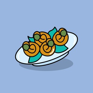 卡通风格盘中的橙色食物