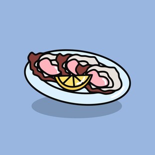 卡通风格的美味肉类拼盘