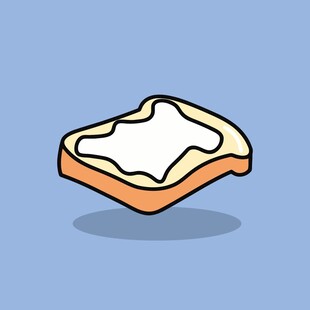 涂有奶油的美味面包片